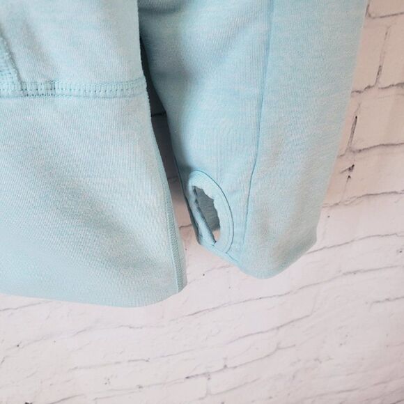 Lululemon Instride Jacket Size 4 Light Blue Striped Omega Logo Long Length - Picture 5 of 9